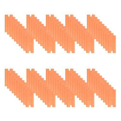 American Line Double Edged Orange Plastic Blades - 100-Pack - Made with Durable Corrosion Resistant Plastic for Stubborn Sensitive Surfaces - .875" x 6.75" x 1.75" - 66-0707