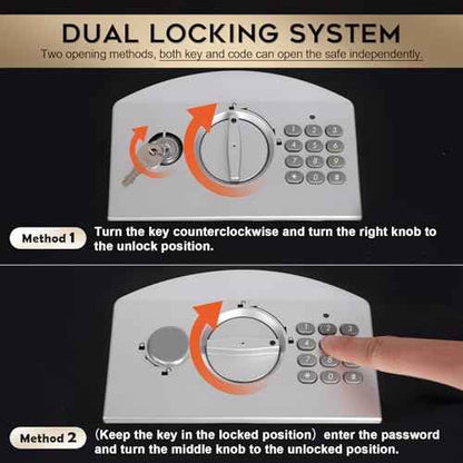 Dalmbox Portable Metal Safe Box with Digital Code Lock,Fire Resistant Storage for Documents, Fireproof Safe Box, Car, Home, Office and Outside, Black Box£¬ Medium
