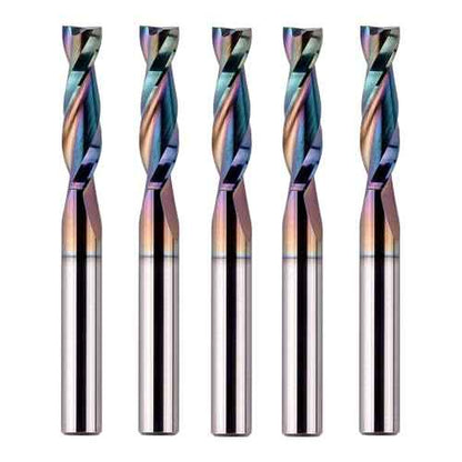 SpeTool 5PCS Upcut Spiral Router Bit 1/4 Inch Shank 1/4 Inch Cutting Diameter 1 Inch Cutting Length with TAC Coated, Solid Carbide Router Bits Set for CNC Wood Mill