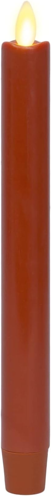 Luminara - Flameless Battery Operated Taper Candle - Burnt Orange - Pack of 1-1x9.5 - LED Flickering Flame - Realistic Safe for Home Kids and Pets