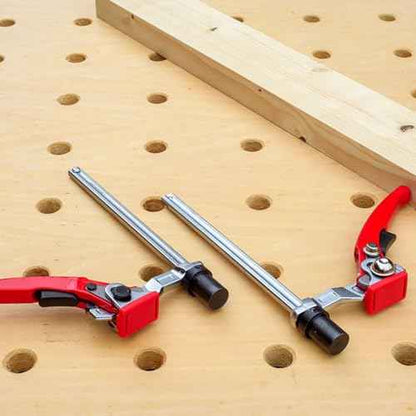 TOOLCOOL MFT Table Workbench Quick Ratchet Bench Dog Clamp 3/4 Inch Dog Hole Clamp Hold Down Clamp for Woodworking (2 Pack)