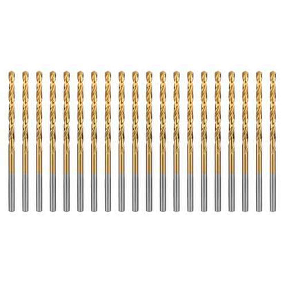1/8" Titanium Drill Bits, HSS Metal Jobber Length Twist Drill Bits, 135¡Æ Split Point, Suitable for Drilling in Metal, Plastic, Wood, Pack of 20pcs, BECOLLO¡¦