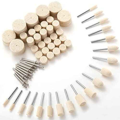 Felt Polishing Buffing Wheel Set for Dremel Rotary Tool - 80Pcs Wool Felt Polishing Pad Wheel with 1/8" Shank, for Watch & Jewelry Polishing Kits