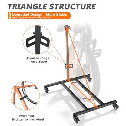 Vertical Bike Stand,Freestanding Space-Saving Bike Rack with Adjustable Height for Wheels Sizes up to 29¡±,Indoor Bike Storage Rack for Garage & Apartment, Upright Bicycle Floor Holder for MTB Road
