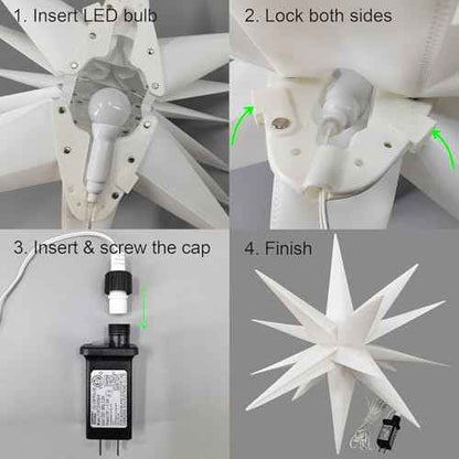 Leejec 22" Moravian Star Light, Easy Assembly, Christmas Decorations, Indoor& Outdoor Hanging, Advent Star, Warm White LED Porch Light with Timer, Wedding & Home Decor