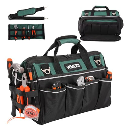 17 in Heavy Duty Tool Bag, 24-Pocket Empty Portable Tool Bags,1680D Thickened Oxford Cloth Tool Bag Organizer,Soft Handle Large Zipper Toolbag for HVAC Craftsman Contractor Carpenter