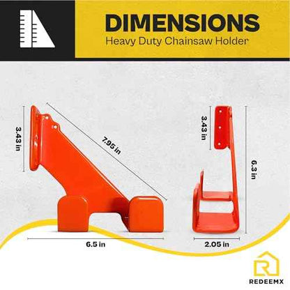 2 Pack Heavy Duty Chainsaw Wall Mount Holder ? Chainsaw Hanger Rack for Garage Organization ? 150lbs Capacity, Anti-Scratch Pads, 10 Gauge Steel, Storage for Chainsaw Accessories and Tools