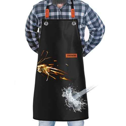 TOHONFOO Welding Apron Fireproof, 24'' x 42'' Double Side Silicone Coated Fiberglass Welding Apron for Men Welders, Fireproof Waterproof Welding Work Apron, Easy to Clean, Black
