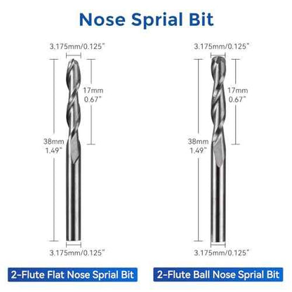 LUNYEE 40pcs End Mills CNC Router Bits with ER11, ER16 Collet, 1/8" Shank CNC Cutter Milling Carving Bit Set Including 2-Flute Flat Nose & Ball Nose, Nano Blue Coat & Titanium Coat Bits