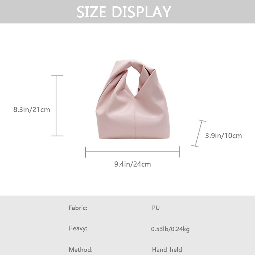 PU Leather Dumpling Pouches Bag for Women, Hobo Top Handle Handbag Mini Soft Clutch Purse (Black)