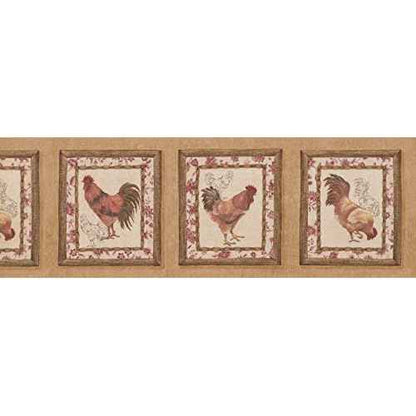 Wallpaper Border Framed Roosters 8" x 15' 5506052
