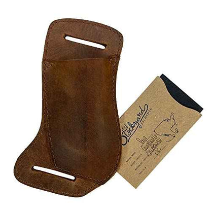 Horizontal Knife Holster Handmade from Full Grain Leather - Multitool Holder, Tool Case, Camping & Outdoor Accessories :: Bourbon Brown