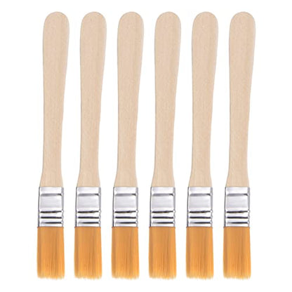 uxcell 0.5" Width Small Paint Brush Nylon Bristle with Wood Handle Painting Tool for Wall, Door, Cabinets, Furniture, Fences 6Pcs