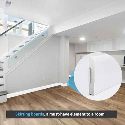 Art3d Wall Baseboard Molding Trim 8-Pack of 56 x 2.6 in., High Impact Polystyrene Skirting Board - Installed with Glue - White