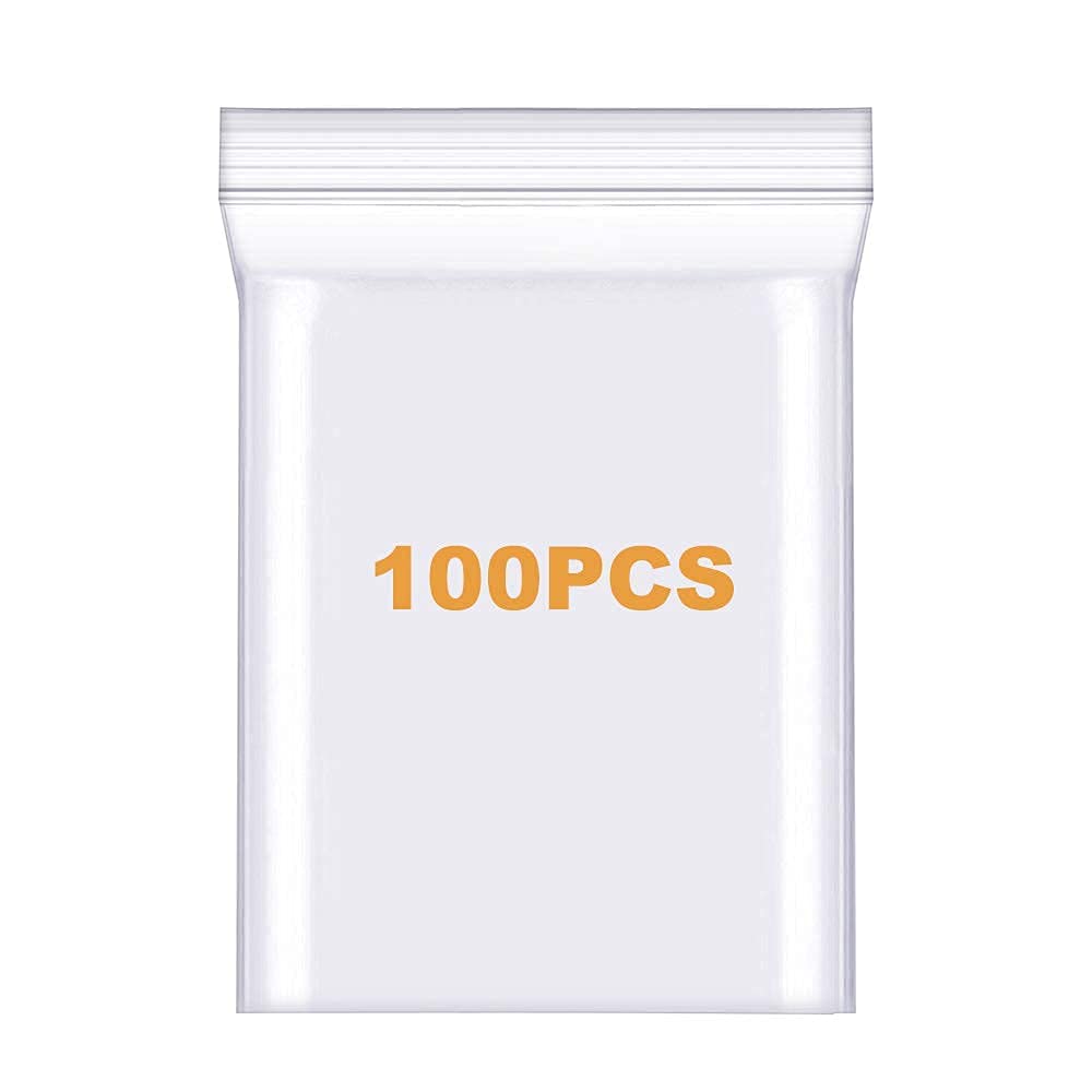 100 Pack 8" x 10" Thick 2.4Mil Clear Zip Seal Lock Poly Bags Reclosable Zip Plastic Bag Durable Envelopes Photos Cards Snack Zipper Bags