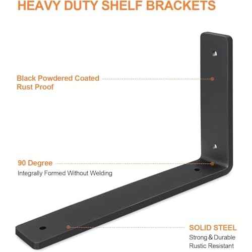 Heavy Duty Shelf Brackets 10 Inch, 8 Pack Floating Shelf Brackets, L Wall Shelf Bracket for DIY Decorative with Mounting Hardware