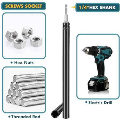 Blulu 9/16"(14mm) Power Nut Driver, Nut Runner Hollow Socket with 1/4" Hex Shank, Fit Long Bolts and Ductwork for Overhead Fastening Applications Operations(2 Packs,10 Inch)