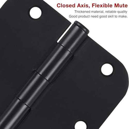 48 Pack Matte Black Door Hinges 3.5 x 3.5 Inch 5/8" Radius, Interior Heavy-Duty Rounded Hinge for Doors Standard Bedroom Office Door Hardware Removable Pin,RV,Garage,Storage Shed,Livestock Facilities