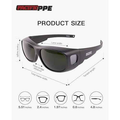 PACIFIC PPE Welding Glasses, ANSI Z87 Work Safety Glasses with Wraparound Lenses, IR Shade 5 Sunglasses for Men and Women, UV Protection