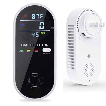 Natural Gas Detector, 3 in 1 Plug-in Propane Gas Detector(Gas, Temperature and Humidity Display), Combustible Gas Detector for Home & RV Gas Leak Detector for LNG, LPG, Methane