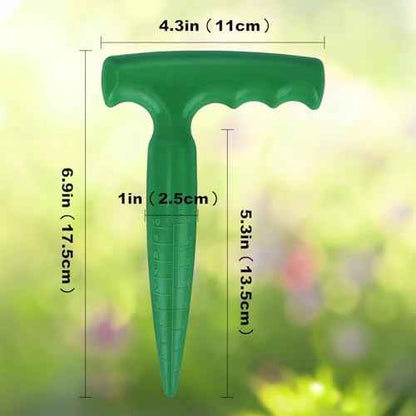 Seed Planter Tool, 6.9" Dibber Garden Tool, Plastic Seed Dibbler for Planting, Bulb Digger Garden Planter with Handle for Sowing Seeds, Planting, Bulbs, Digging (Green)