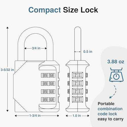 Puroma Combination Lock 10 Pack 4 Digit Waterproof Locker Locks Secure Outdoor Padlock for Gym Lockers, Toolboxes, Gates, Fences, Storage, Sports Locker, Cabinets (Black)