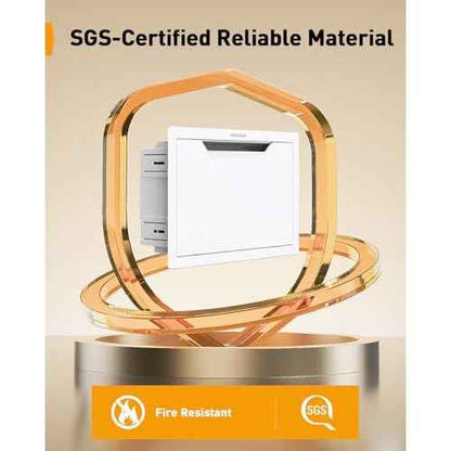 Perlegear 9¡È in-Wall Media Box, Electrical Box, Recessed Outlet Box and Media Enclosure for One Connect Box & Network Switches, Cable Management Kit with Cutting Template, Dust Bag & Drywall Saw