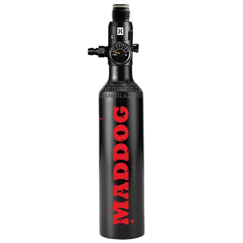 Maddog 13ci/3000psi Aluminum Compressed Air HPA Paintball Tank with Regulator - Hydro Cycle Exempt - Refillable Tank Ships Empty - 3 Pack