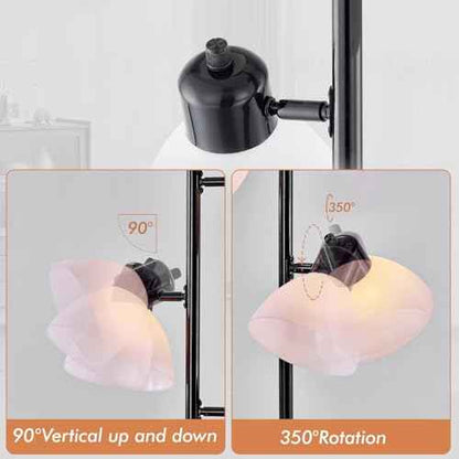 Modern Tree Floor Lamp for Living Room Bedroom, Tall Pole Standing Lamps with 3 Adjustable Rotating Heads for Office, Decor Corner, Reading Indoor, 3 Bright Lights LED Bulbs Included (Black)