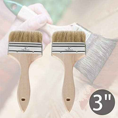 ETERNA 6Pack Household Chip Paint Brush 1inch 2inch 3inch Natural Bristles Wooden Handle Flat Brushes Set for Painting, Glue, Oil, Acrylic, Stain