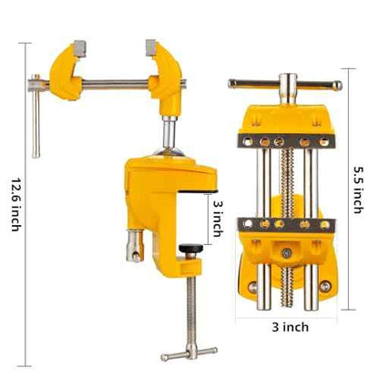 Bench Vise, 360¡Æ Swiveling Articulating Vise, Clamp-On Vise for Workbench, Cast Steel Table Clamp Vise, Pipe Vise, Bench Vice for Woodworking, DIY, Drilling, Sawing, Metal Working