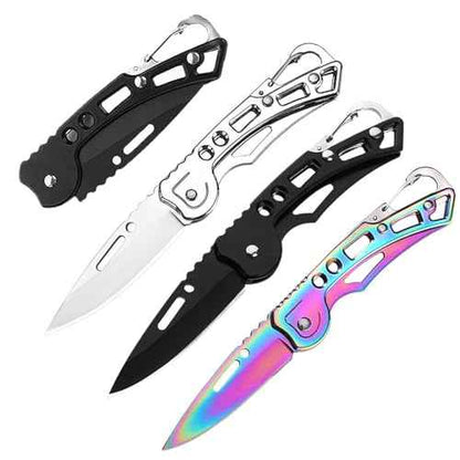 4 Pack Pocket Knife, Stainless Steel Folding Knife with Keychain, Self-Defense Knife for Outdoor Survival, Everyday Carry and Gift