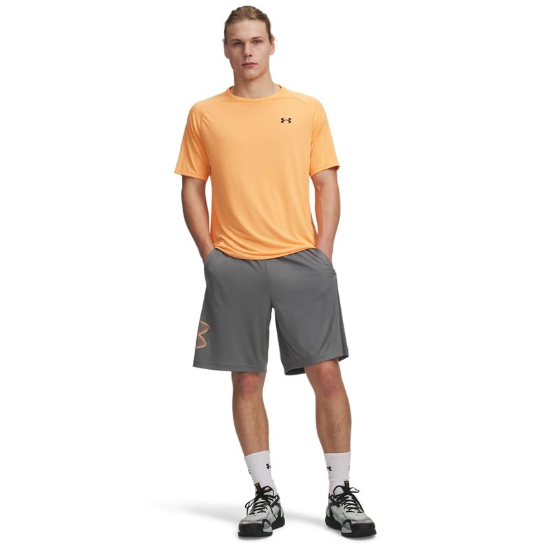 Under Armour Men's Tech Graphic 10" Shorts, (709) Clay Green / / Orange Bloc, 5X-Large