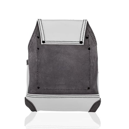 LAUTUS Oil Tanned Leather Tool Pouch Bag | White| Carpenter, Construction, Framers, Handyman | 10 Pockets, 2 Hammer Holders | 100% Leather