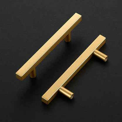 Ravinte 30 Pack Brass 3 Inch Hole Center Champagne Gold Handles Square Cabinet Hardware Stainless Steel Pulls for Kitchen Cupboard Drawers 5 Inch Overall Length