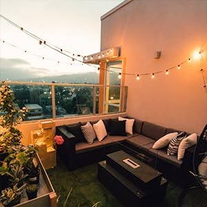 Lightdot 48FT Solar Outdoor String Lights,LED Bistro String Lights with Shatterproof G40 Bulbs, 2700K Dimmable, Waterproof Hanging Lights for Porch, Party, Garden, Backyard, Balcony