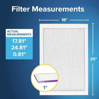 Filtrete 18x25x1 AC Furnace Air Filter, MERV 12, MPR 1500, CERTIFIED asthma & allergy friendly, 3 Month Pleated 1-Inch Electrostatic Air Cleaning Filter, 4-Pack (Actual Size 17.81 x 24.81 x 0.81 in)