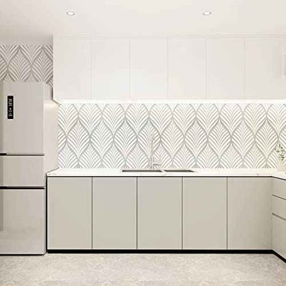Silver & White Leaves Peel and Stick Wallpaper Texture Contact Paper Self Adhesive Leaf Stick on Removable Vinyl Roll for Home Decorative 17.7''x118''
