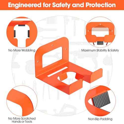 Weedeater Rack, Garage Organization Wall Hangers, Garden Tool Organizer Metal Trimmer Rack, Heavy Duty Hooks for Grass Trimmer, Hedge Trimmer, Garage Tools Storage, Orange 2-Pack