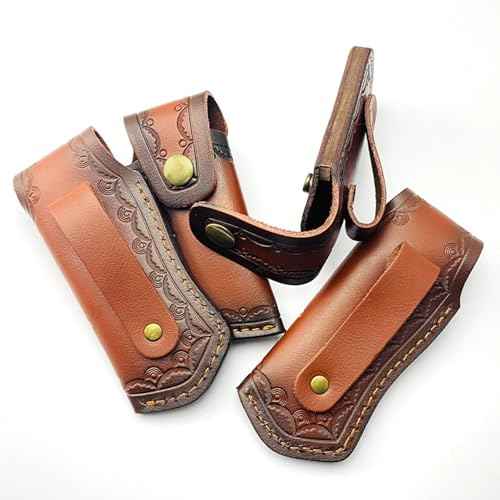 Leather Pocket Knife Sheath,Carry Snap Case for Folding Knife Pouch EDC Holster Belt Loop Brown Outdoor Hunting Camping Gift 4.33"