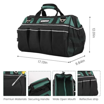 17 in Heavy Duty Tool Bag, 24-Pocket Empty Portable Tool Bags,1680D Thickened Oxford Cloth Tool Bag Organizer,Soft Handle Large Zipper Toolbag for HVAC Craftsman Contractor Carpenter