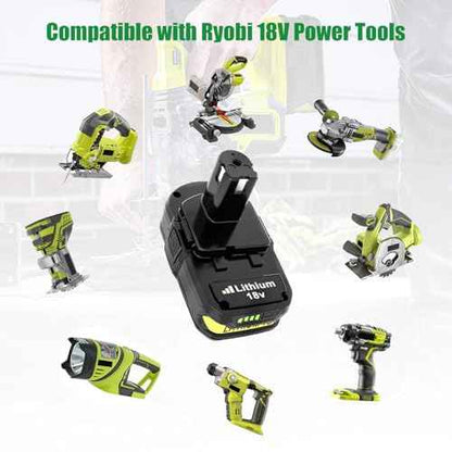 2Pack 3600mAh P102 P108 Replacement Battery for Ryobi 18V Battery 3.6Ah Compatible with Ryobi 18 Volt Battery Lithium P103 P104 P105 P107 P109 P122 Compatible with 18V Cordless Power Tools (Green)