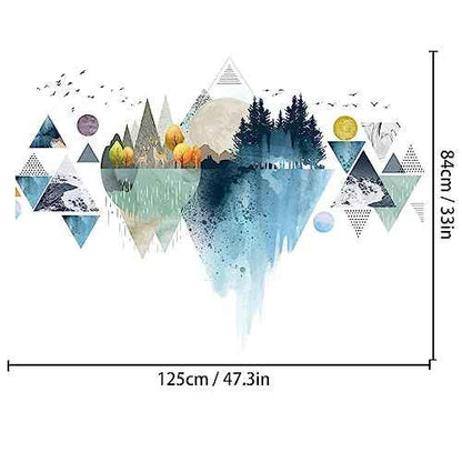 Nordic Geometric Wall Stickers, Removable DIY Mountain Reflection Wall Decal Murals Peel and Stick 3D Wall Art Stickers Murals Home Decor for Boy Bedroom Nursery Rooms Living Room