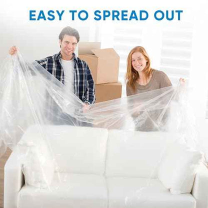 TICONN 12 x 9 Ft Plastic Drop Cloth for Painting, Waterproof Painters Plastic Sheeting, Painting Tarp for Furniture Cover, Floor Protection (6PK, 0.5Mil)