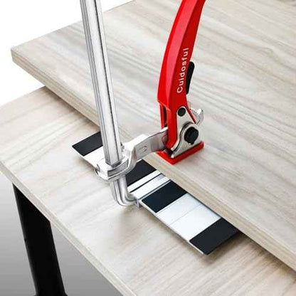 2 Pack Track Saw Clamps for Guide Rail ? Heavy Duty Quick Release Ratchet Clamp Set, Compatible with Festool, Makita, Dewalt, Table Saw Hold Down, T Track Woodworking Clamps with Non-Marring Pads