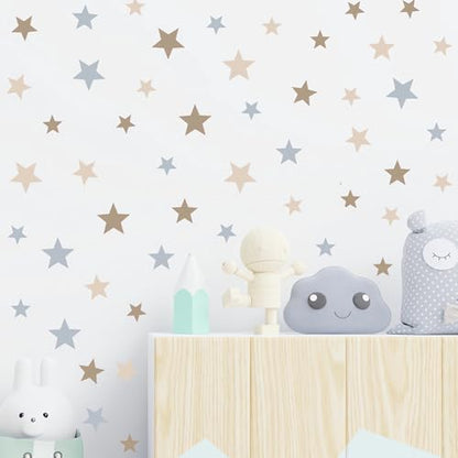 Gray Brown Stars Wall Stickers, sacinora DIY Polka Dot Art Wall Decals Removable Vinyl Peel and Stick for Nursery Kids Baby Closet Refrigerator Living Room Children's Room Bedroom Decorations