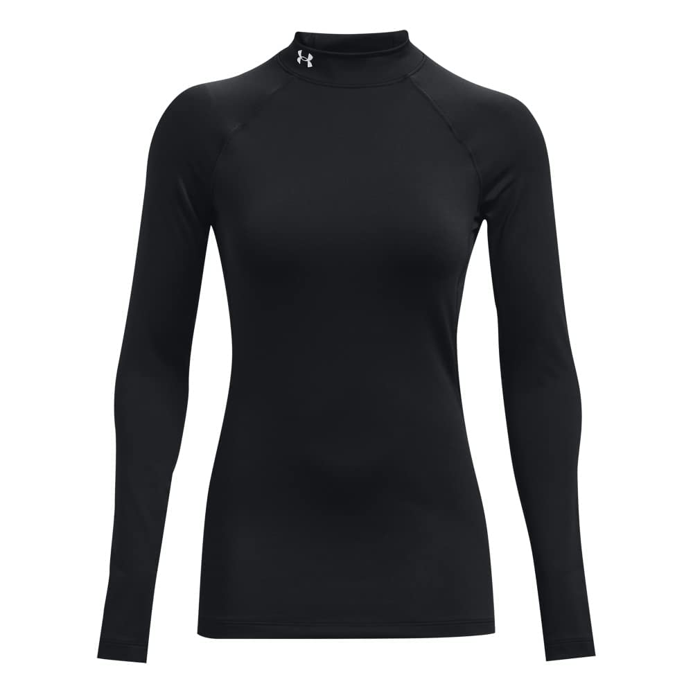 Under Armour Womens Authentics Mock Neck T-Shirt, Black (001)/White, X-Small