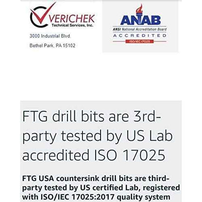 FTG USA Adjustable Wood Countersink Drill Bit Set #6#8#10#12 with Tapered Drill Bits for Woodworking