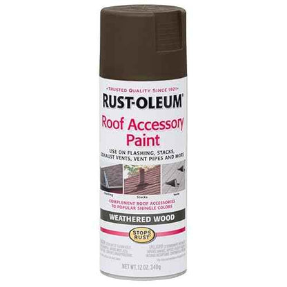 Rust-Oleum 285217 Roofing Accessory Coating Spray, 12 oz, Weathered Wood