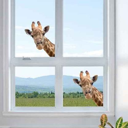 Cute Giraffe Wall Decal Peel and Stick Vinyl Safari Decal Funny Gift for Friends Kids Room Wall Window Decor Fridge Closet Sticker